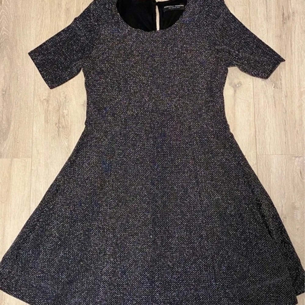 Chic Black Tweed Mini Dress